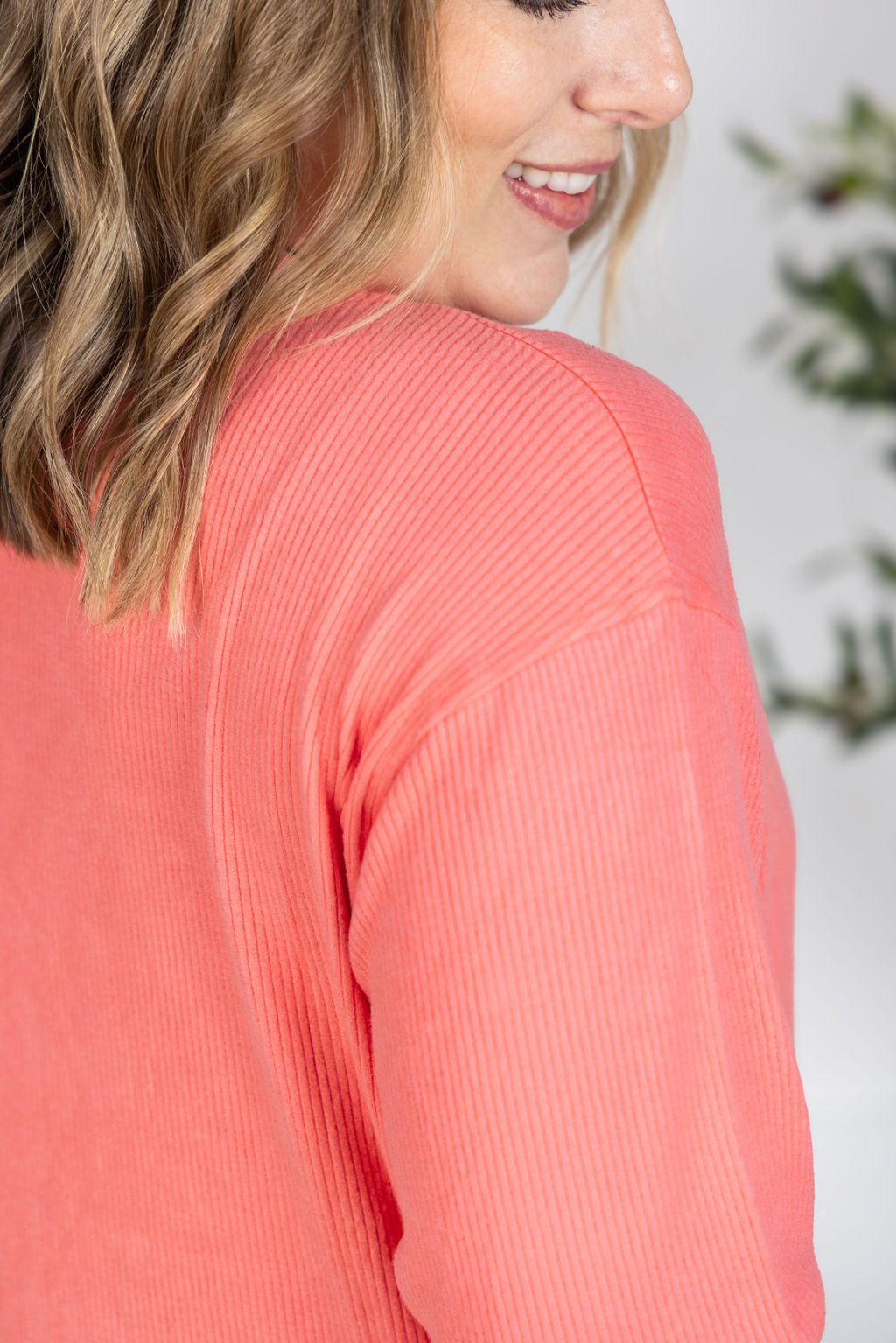 IN STOCK Corrine Ribbed Pullover Top - Coral