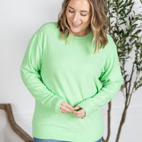 IN STOCK Corrine Ribbed Pullover Top - Lime