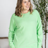 IN STOCK Corrine Ribbed Pullover Top - Lime