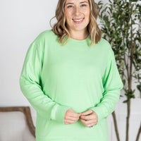 IN STOCK Corrine Ribbed Pullover Top - Lime