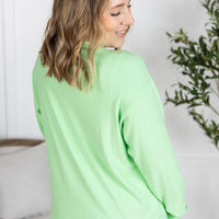 IN STOCK Corrine Ribbed Pullover Top - Lime