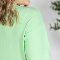 IN STOCK Corrine Ribbed Pullover Top - Lime