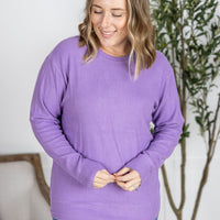 IN STOCK Corrine Ribbed Pullover Top - Purple