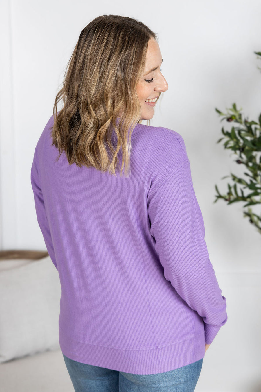 IN STOCK Corrine Ribbed Pullover Top - Purple