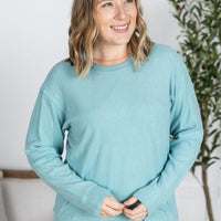 IN STOCK Corrine Ribbed Pullover Top - Dusty Blue