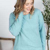 IN STOCK Corrine Ribbed Pullover Top - Dusty Blue