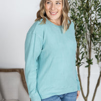 IN STOCK Corrine Ribbed Pullover Top - Dusty Blue