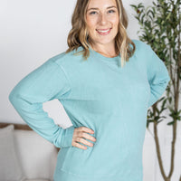 IN STOCK Corrine Ribbed Pullover Top - Dusty Blue