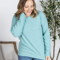 IN STOCK Corrine Ribbed Pullover Top - Dusty Blue