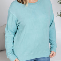 IN STOCK Corrine Ribbed Pullover Top - Dusty Blue