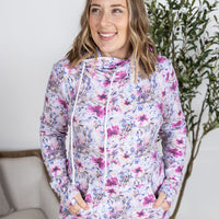 IN STOCK Ashley Hoodie - Pink and Periwinkle Abstract Floral