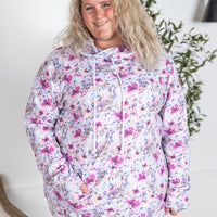 IN STOCK Ashley Hoodie - Pink and Periwinkle Abstract Floral