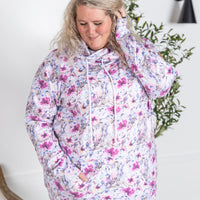 IN STOCK Ashley Hoodie - Pink and Periwinkle Abstract Floral