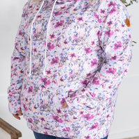 IN STOCK Ashley Hoodie - Pink and Periwinkle Abstract Floral