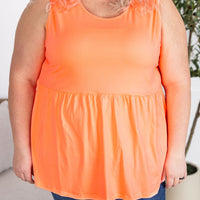 IN STOCK Renee Ruffle Tank - Neon Coral