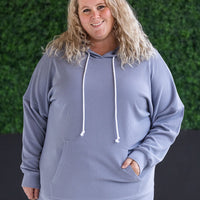 IN STOCK Kacey Ribbed Hoodie - Dusty Blue