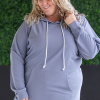 IN STOCK Kacey Ribbed Hoodie - Dusty Blue