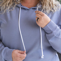 IN STOCK Kacey Ribbed Hoodie - Dusty Blue