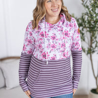 IN STOCK Hailey Pullover Hoodie - Pink Floral and Stripes