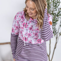 IN STOCK Hailey Pullover Hoodie - Pink Floral and Stripes