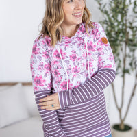 IN STOCK Hailey Pullover Hoodie - Pink Floral and Stripes