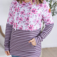 IN STOCK Hailey Pullover Hoodie - Pink Floral and Stripes