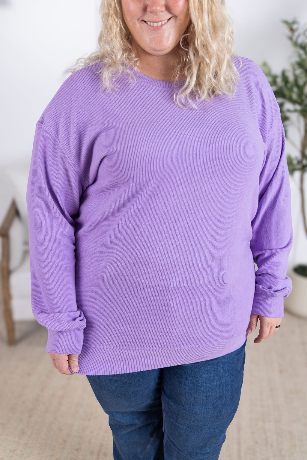 IN STOCK Corrine Ribbed Pullover Top - Purple