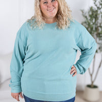 IN STOCK Corrine Ribbed Pullover Top - Dusty Blue