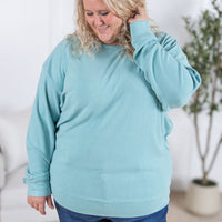 IN STOCK Corrine Ribbed Pullover Top - Dusty Blue