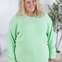 IN STOCK Corrine Ribbed Pullover Top - Lime