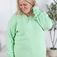 IN STOCK Corrine Ribbed Pullover Top - Lime