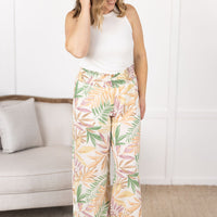 IN STOCK Presley Palazzo Pants - Mauve and Green Palm FINAL SALE