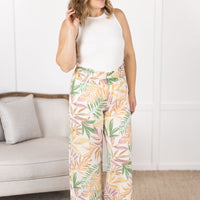 IN STOCK Presley Palazzo Pants - Mauve and Green Palm FINAL SALE