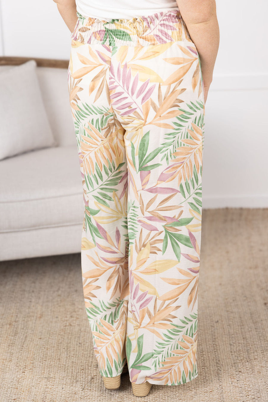 IN STOCK Presley Palazzo Pants - Mauve and Green Palm FINAL SALE