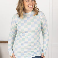 IN STOCK Blair Long Sleeve Top - Blue and Mint Checker MM EXCLUSIVE