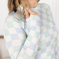 IN STOCK Blair Long Sleeve Top - Blue and Mint Checker MM EXCLUSIVE