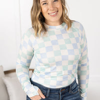 IN STOCK Blair Long Sleeve Top - Blue and Mint Checker MM EXCLUSIVE