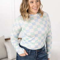 IN STOCK Blair Long Sleeve Top - Blue and Mint Checker MM EXCLUSIVE