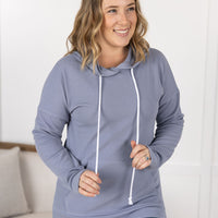 IN STOCK Kacey Ribbed Hoodie - Dusty Blue