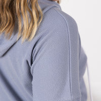 IN STOCK Kacey Ribbed Hoodie - Dusty Blue