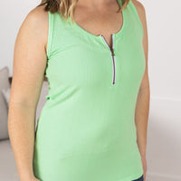 IN STOCK Mila Zipper Tank - Lime