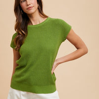 Annie Wear Round Neck Short Sleeve Sweater