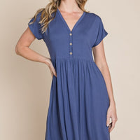 BOMBOM V-Neck Short Sleeve Dress