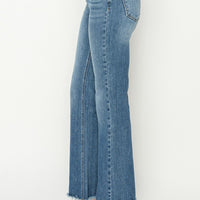 RISEN Mid-Rise Frayed Hem Bootcut Jeans