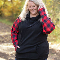 IN STOCK Zoey ZipCowl - Black and Buffalo Plaid