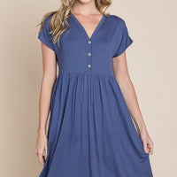 BOMBOM V-Neck Short Sleeve Dress