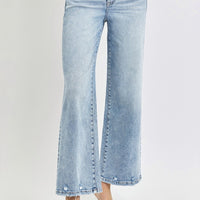 RISEN Full Size Tummy Control High Rise Crop Wide Leg Jeans