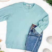 IN STOCK Corrine Ribbed Pullover Top - Dusty Blue