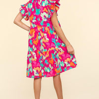 Haptics Printed Ruffled Tiered Dress with Side Pockets