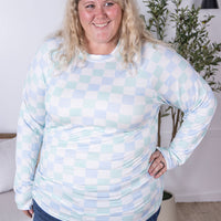 IN STOCK Blair Long Sleeve Top - Blue and Mint Checker MM EXCLUSIVE